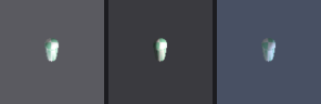 Capsule / pill (thin, elongated) rendered under each lighting condition