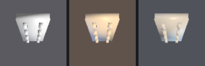 LEGO brick (body + studs) rendered under each lighting condition