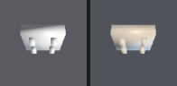 LEGO tile (2x2 variant of the brick) rendered under each lighting condition